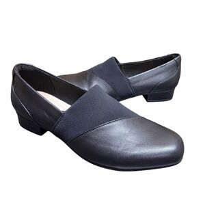 Clarks Shoes Womens Size 9 Black Leather Slip On Loafers Juliet Gem Comfort